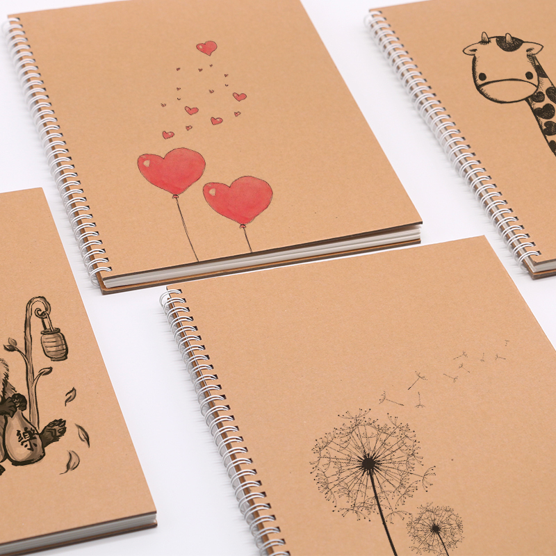 Mullian coil coil cute animal cover students write A4 sketch book B5 drawing book with A3