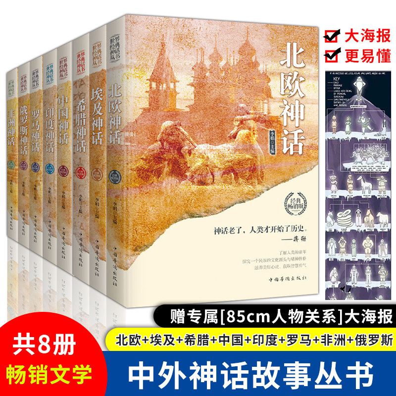 赠定制人物关系海报 世界经典神话丛书8册北欧埃及中国印度希腊罗马非洲俄罗斯神话故事原版民间文学民族文学外国小说世界名著