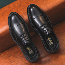 Mens leather shoes winter new trendy Korean version all-match leather soft bottom pointed shoes mens business formal casual mens shoes