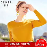 Senma Enterprise Store Áo len nữ mùa thu 2018 Áo len cổ tròn mới đơn giản Màu đơn giản Áo len lửng gió