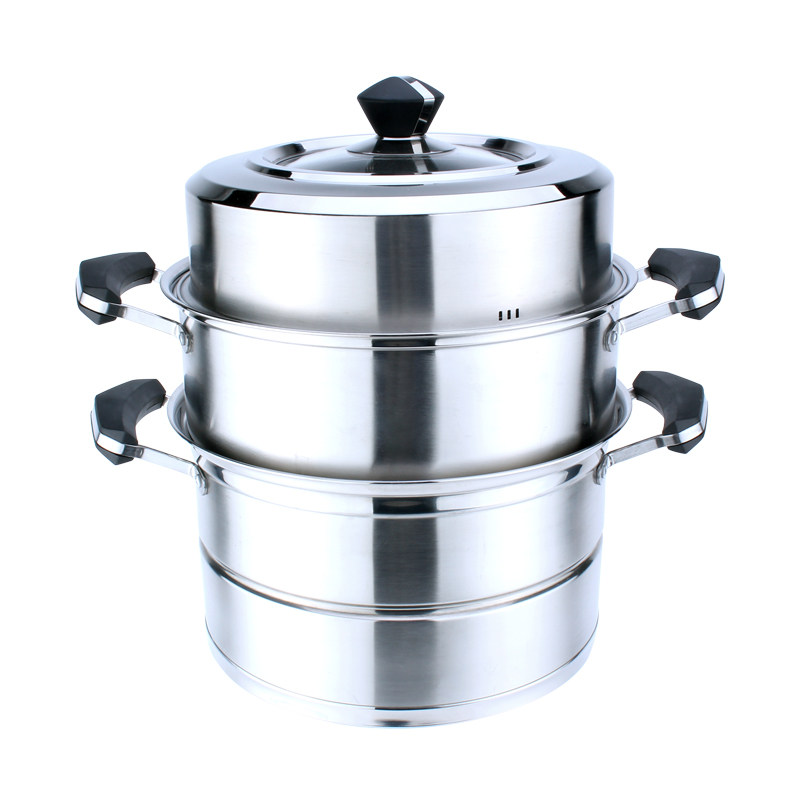 Ruicheng steamer stainless steel 2 3 layers thickened household multi-layer steamer gas stove double bottom steamed bun induction cooker special pot