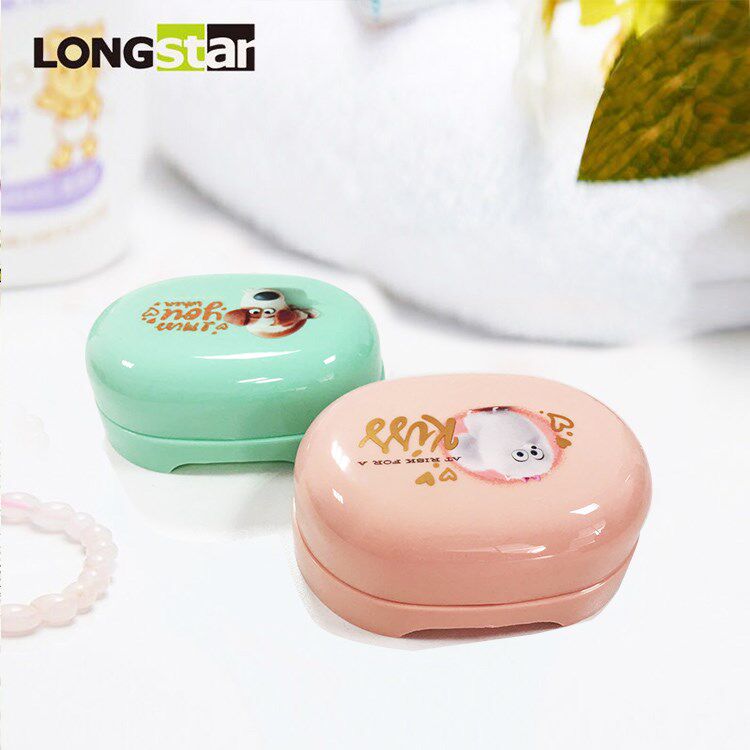 Two pieces of Longshida soap box with lid drain makeup room creative children's soap box portable covered soap box