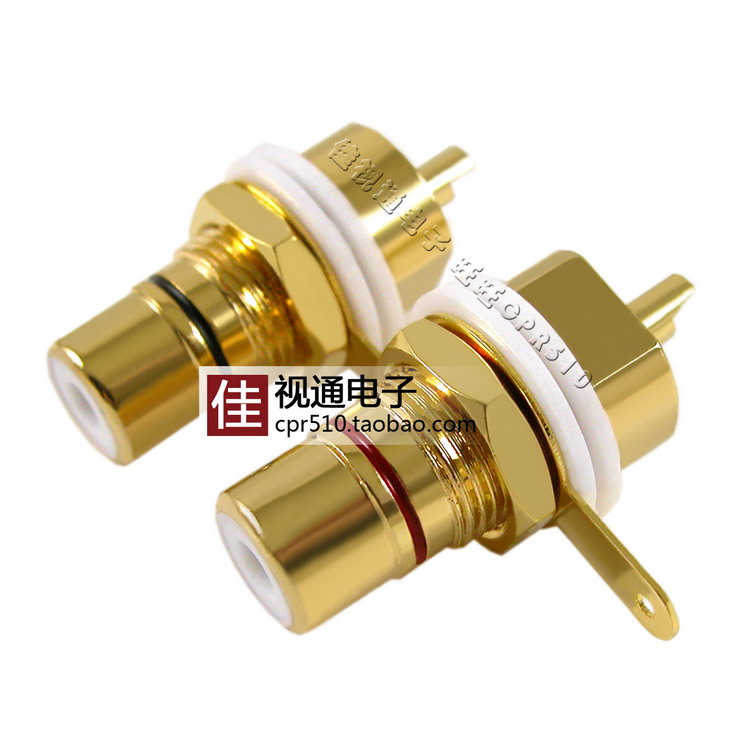 All copper gold plated RCA socket lotus female audio amplifier main shell AV terminal terminal column Lotus seat