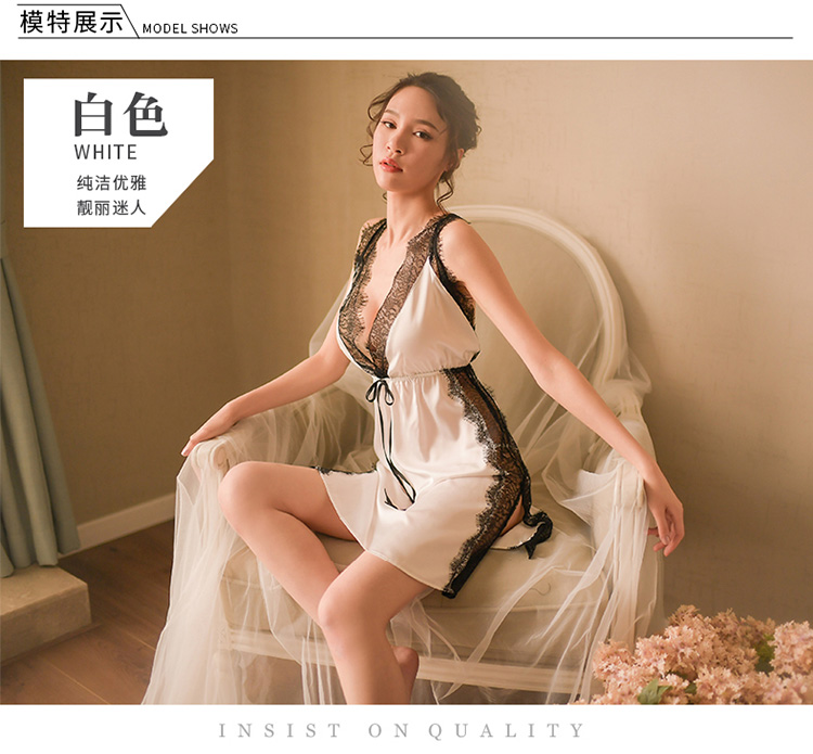 Đồ ngủ gợi cảm của phụ nữ mùa đông mỏng ren trong suốt nóng mở satin nữ váy ngủ làm đẹp trở lại đồ lót băng váy ngủ gợi cảm