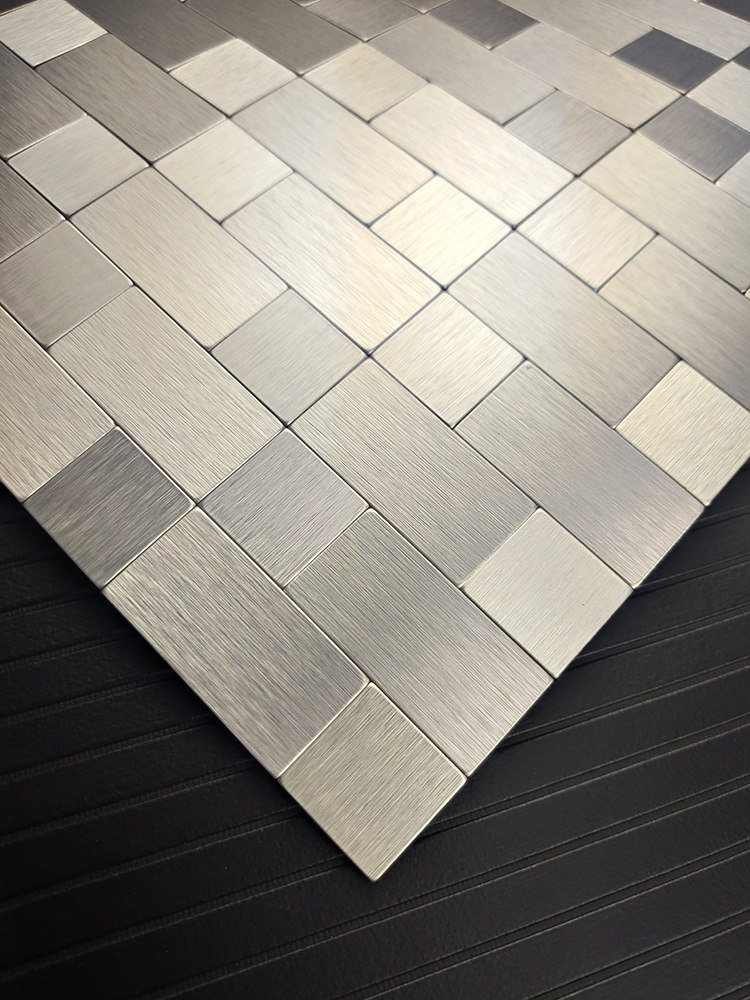 Silver mosaic wall sticker background wall Stainless steel brushed rose gold tile self-adhesive waterproof self-adhesive aluminum plastic board