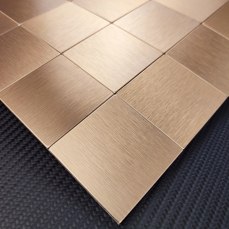 Light luxury style self-adhesive mosaic wall tile background metal stainless steel tile sticker rose gold sticker tile