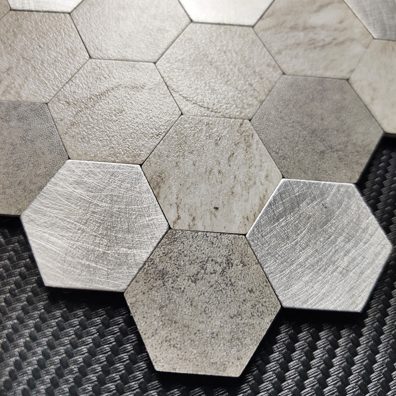 Stone Veins Industrial Wind Mosaic Self-Glued Self-Sticking Wall Stickup Background Wall Tiles Close Stitched Stone Plastic Small Hexagon Stone
