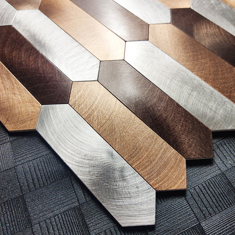 Modern minimalist metal mosaic tile wall pasted living room background wall stainless steel entry self-adhesive bathroom kitchen