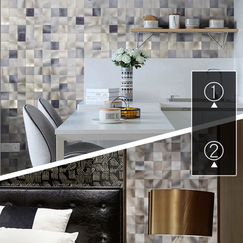 Самоклеющаяся металлическая ретро мозаика на стену из нержавеющей стали