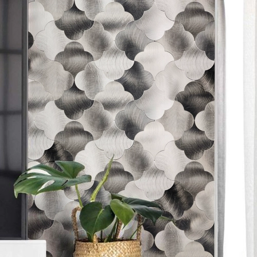 Металлическая черная самоклеющаяся мозаика на стену из нержавеющей стали