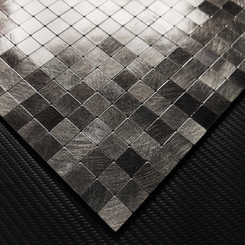 Metal self-adhesive mosaic wall sticker wallpaper background wall black bathroom tile self-adhesive tile stainless steel wall tile