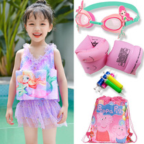 Children buoyancy swimsuit with floating girl boy baby Infant Cute little princess one-piece hot spring learn to swim