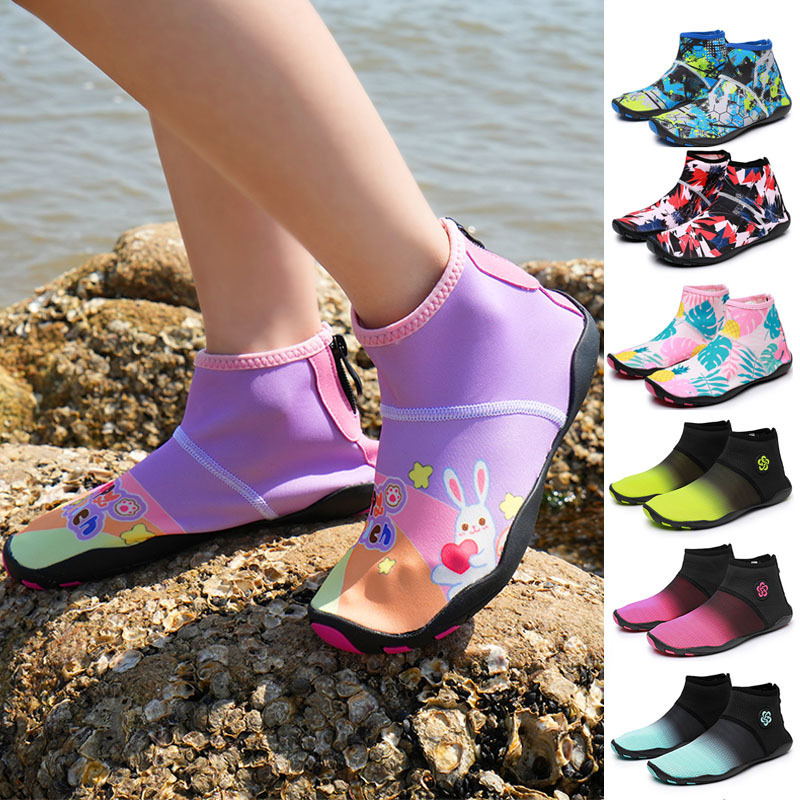 High-Top Children's Beach Socks Shoes, Water Park Swimming and Snorkeling Shoes, Women's Non-Slip and Anti-Cut, Men's Soft-Soled Skin-Friendly Shoes for River Tracing