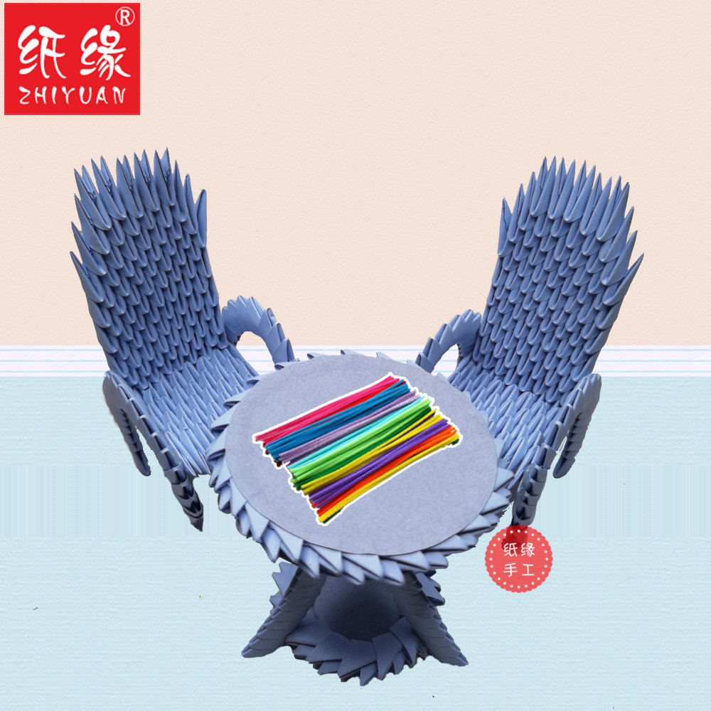Paper edge handmade triangle insert table and chair origami insert paper table and chair set material package puzzle student assembly toys
