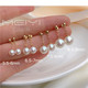 Meiyi Pearl genuine 5-6mm round white natural pearl earrings imported from the United States 14K gold-injected earrings