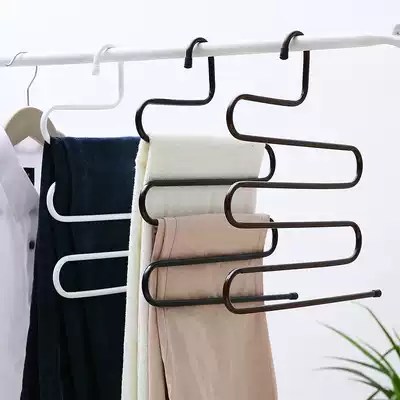 Multifunctional magic pants clip S-shaped multi-layer trouser rack pants hanger household wardrobe storage artifact pants rack