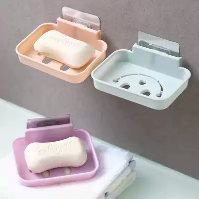 Smiley face punch-free soap holder bathroom drain soap box cosmetic room soap holder wall rack