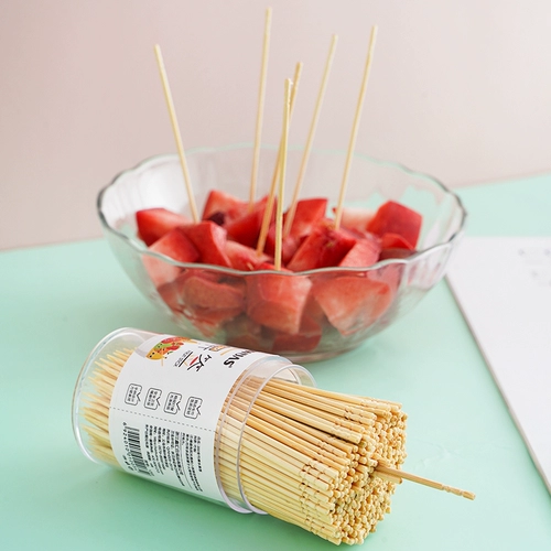 Одноразовый фруктовый фирменный бамбуковая виза цветочная вилка, фруктовая вилка творческая художественная виза Зубная виза Коктейль -глотки -хвост сэндвич подписание фруктов