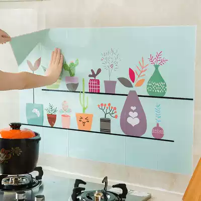 Large kitchen oil-proof sticker high temperature resistant household waterproof range hood self-adhesive stove Post cartoon wall sticker tile sticker