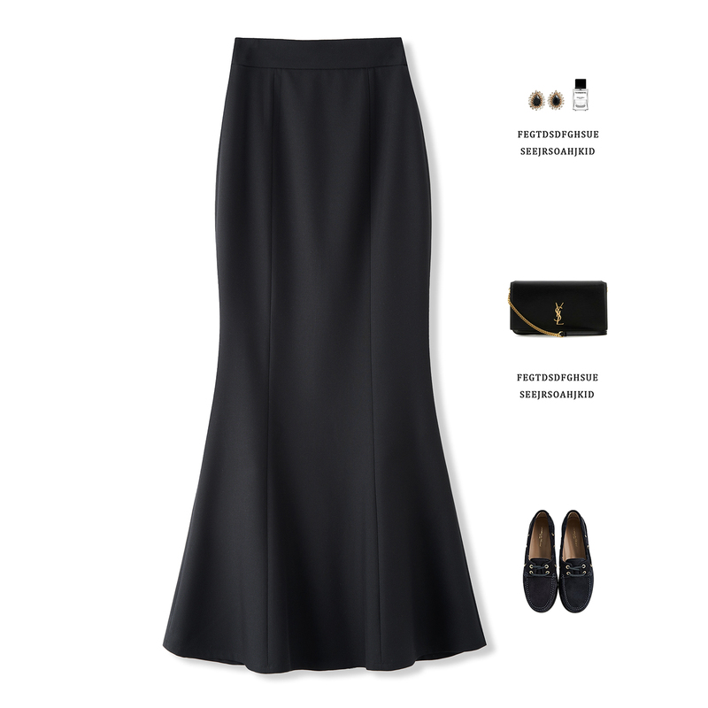 Kk Brand/Acetic Acid Tencel Fishtail Skirt, Spring and Autumn Suit Material, High-End Black, Slim Fit, Versatile, Slimming, Elegant Long Skirt Kk Brand/Acetic Acid Tencel Fishtail Skirt, Spring and Autumn Suit Material, High-End Black, Slim Fit, Versatile, Slimming, Elegant Long Skirt