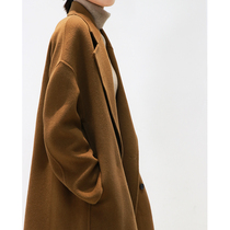 Ku Yin intellectual Hepburn style double-sided wool coat womens long double-breasted autumn and winter woolen coat