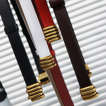 Ku Yinmei meets you fashionable retro metal head layer cowhide belt can be adjusted freely