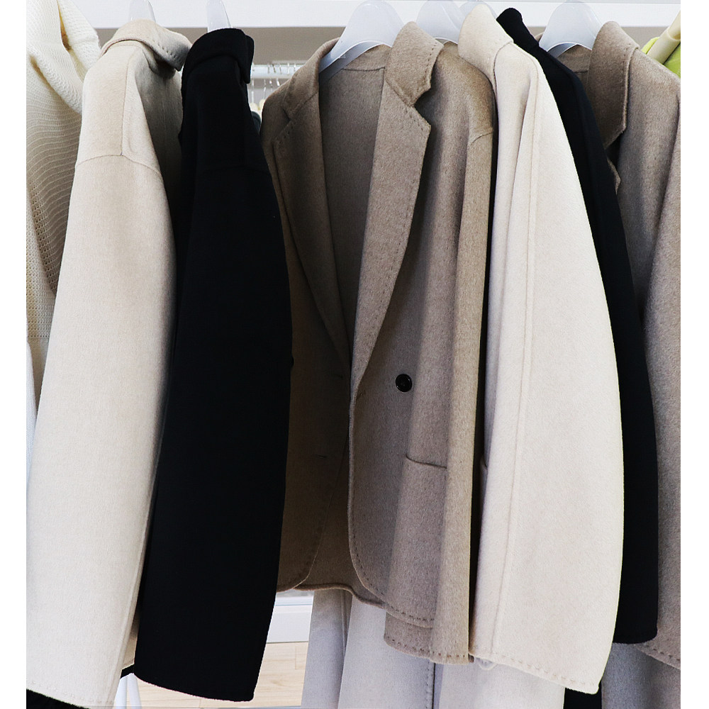 Kuran Accumulats Classic Suit Collar Cashmere Big Coat Short Suit