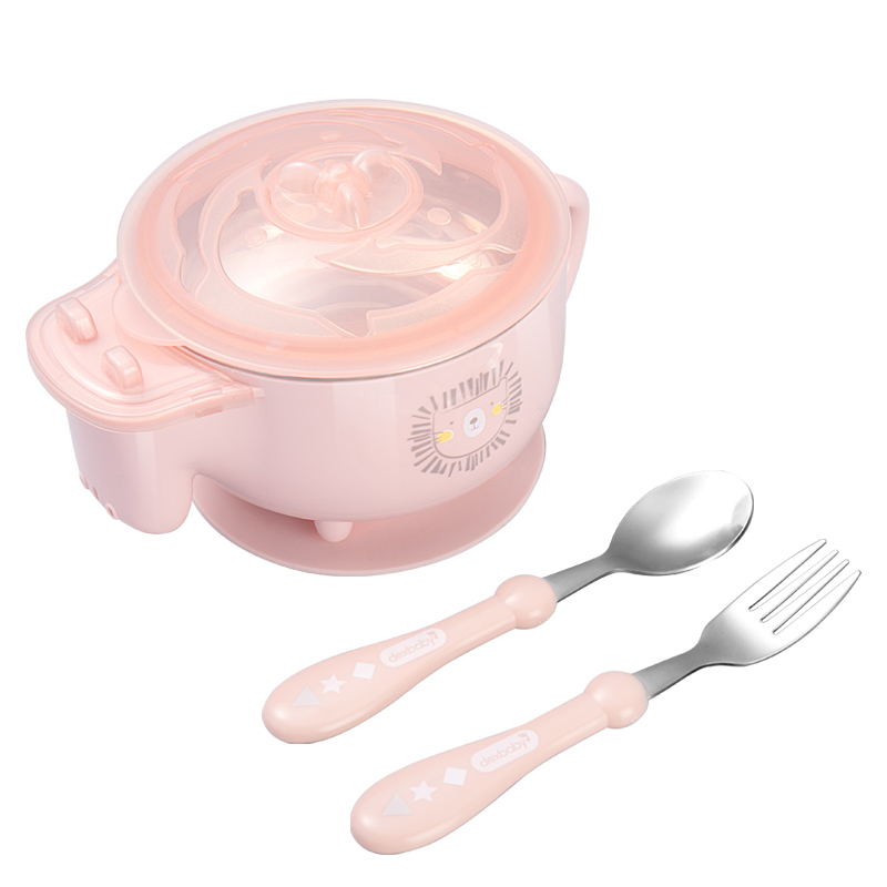 dexbaby宝宝餐具套装婴儿辅食碗宝宝吃饭吸盘碗勺儿童注水保温碗