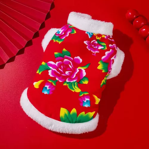 Одежда для щенка Зимний новый год северо -восток Дахуа Корчи Тедди Белль красавица ПЭТ -Кот Кот Коттон