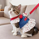 Pet cat clothes princess skirt thin denim dog cartoon traction skirt puppet gold gradient spring and summer chest and back