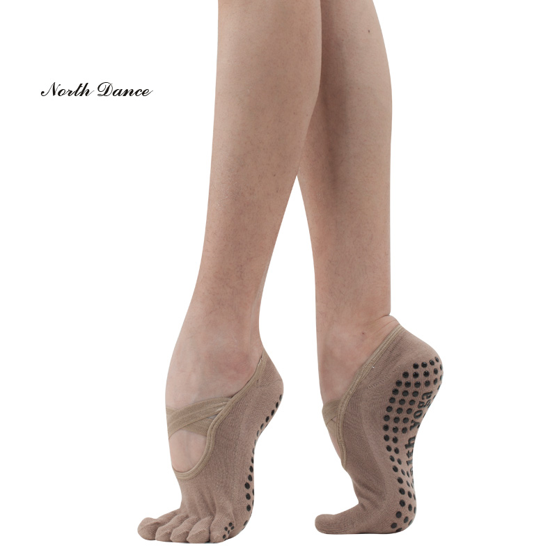 North dance yoga socks non-slip professional female silicone beginner fitness five finger anti-skid socks toe yoga socks spring and summer