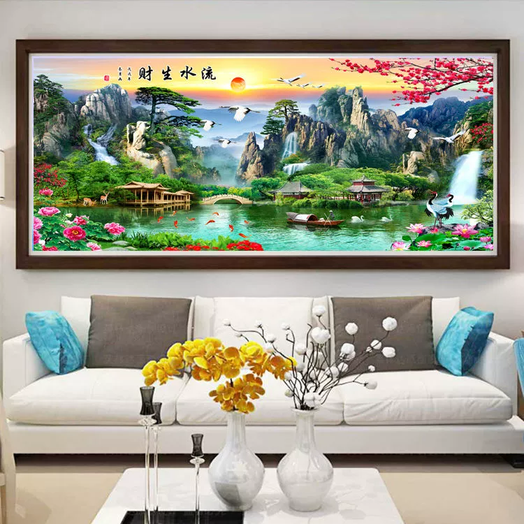 Nước kiếm tiền khâu cảnh sống mới 2018 Landscape in thêu đích thực Mona Lisa 2 m 5 - Công cụ & phụ kiện Cross-stitch tranh thêu chữ thập hoa mẫu đơn