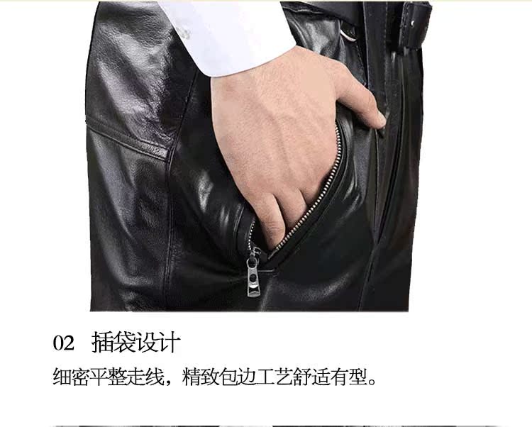 Quần da nam cộng với nhung lông dày quần da xe máy cưỡi quần da lỏng quần len mùa đông quần áo thời trang