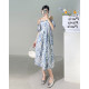 Temperament one-shoulder suspenders tea break floral dress high-end 2022 new women's summer design sense niche