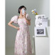 French Floral Gentle Wind Tea Break Temperament Square Neck Puff Sleeve Dress Fairy Summer 2022 New Waist Slimming