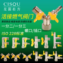 4-point gas ball valve all copper thickened natural gas meter gas pipe one-point two-way valve Union Switch accessories