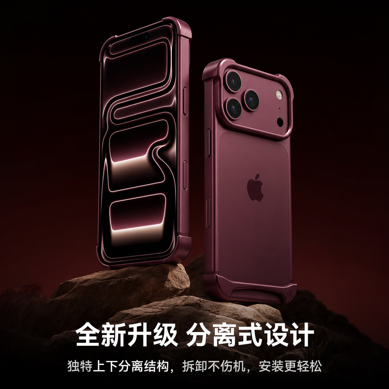Arc Pulse Metal Rubber Double-Layer Arc Phone Case Suitable for iPhone 14 15 Pro 16 17 Air 18 Pro Max, Frameless Heat Dissipation, Bare Metal Feel, Personalized Creative Aluminum Protective Frame Case