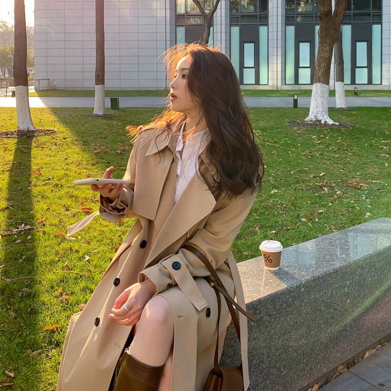 Плащ trench coat, британский стиль, средняя длина