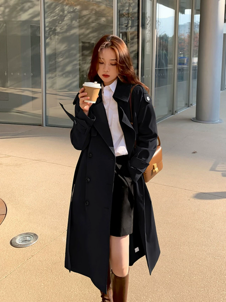 Плащ trench coat, британский стиль, средняя длина