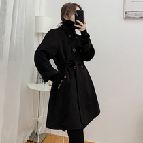 Black short wool double-sided women 2021 autumn and winter New cashmere coat small man Cape wool jacket