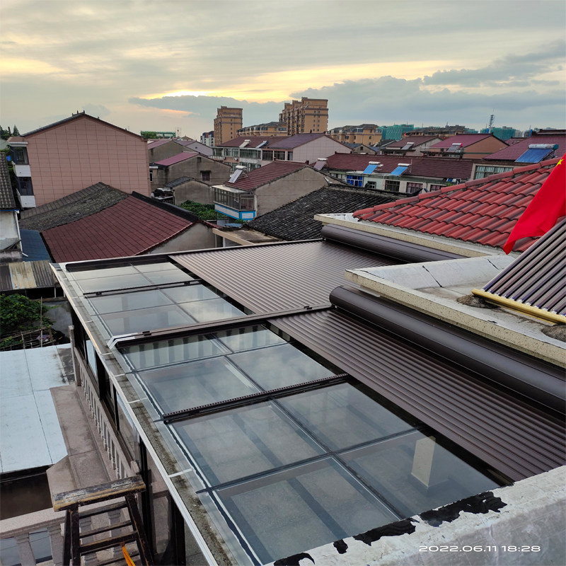 Greenhouse aluminum alloy electric canopy glass sunroof insulation ceiling curtain outdoor telescopic sunscreen blackout roller curtain custom