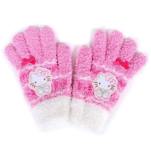 Sanrio HELLO kitty girl with cute knitted warm gloves (ribbon) - Taobao