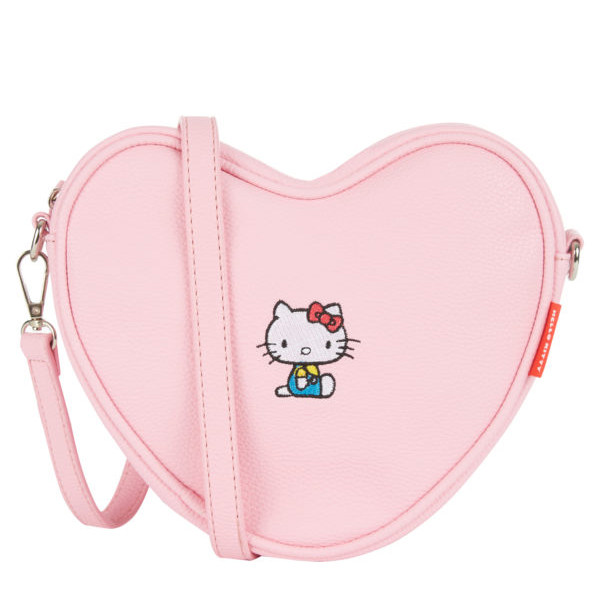 Hello Kitty embroidered Katie heart type inclined shoulder bag (powder)