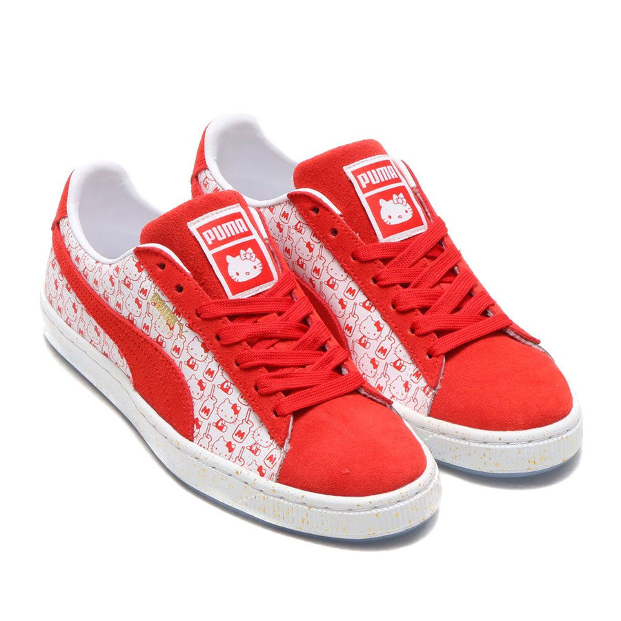 Puma x Hello Kitty limited joint section 50 Annual series All genuine leather butterfly knot sports board shoes