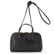 Sanrio HELLO KITTY PU leather big face embossing mini sloping back wallet (black)