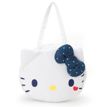 HELLO KITTY large face styled canvas handbag (denim bow tie)