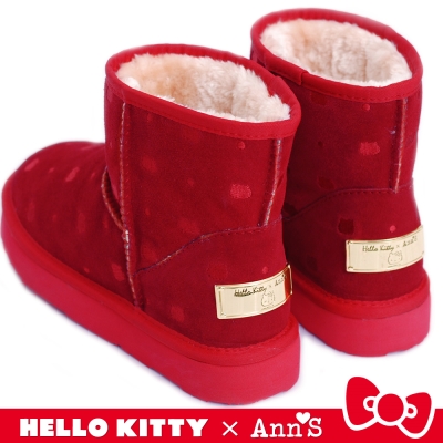 HELLO KITTY X AnnS KT Hide Cat Cat Genuine Leather Snow Boot Gift Box Red-Taobao