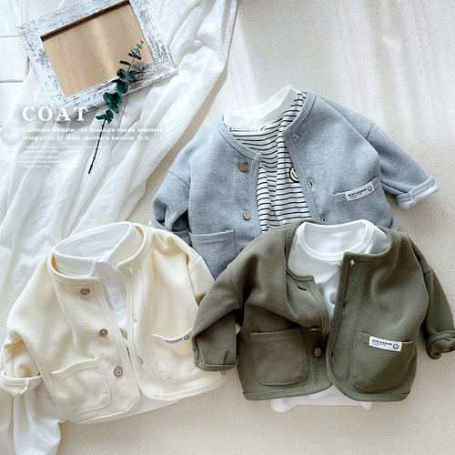 Детский кардиган, футболка, комфортная куртка подходит для мужчин и женщин, свободный крой, круглый воротник, в западном стиле