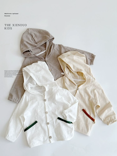 Детская куртка для отдыха подходит для мужчин и женщин, летняя хлопковая толстовка с капюшоном для раннего возраста, в корейском стиле, оверсайз