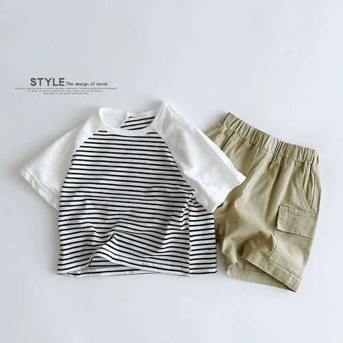 Летняя освежающая цветная детская приятная телу дышащая футболка, в западном стиле, в корейском стиле, короткий рукав